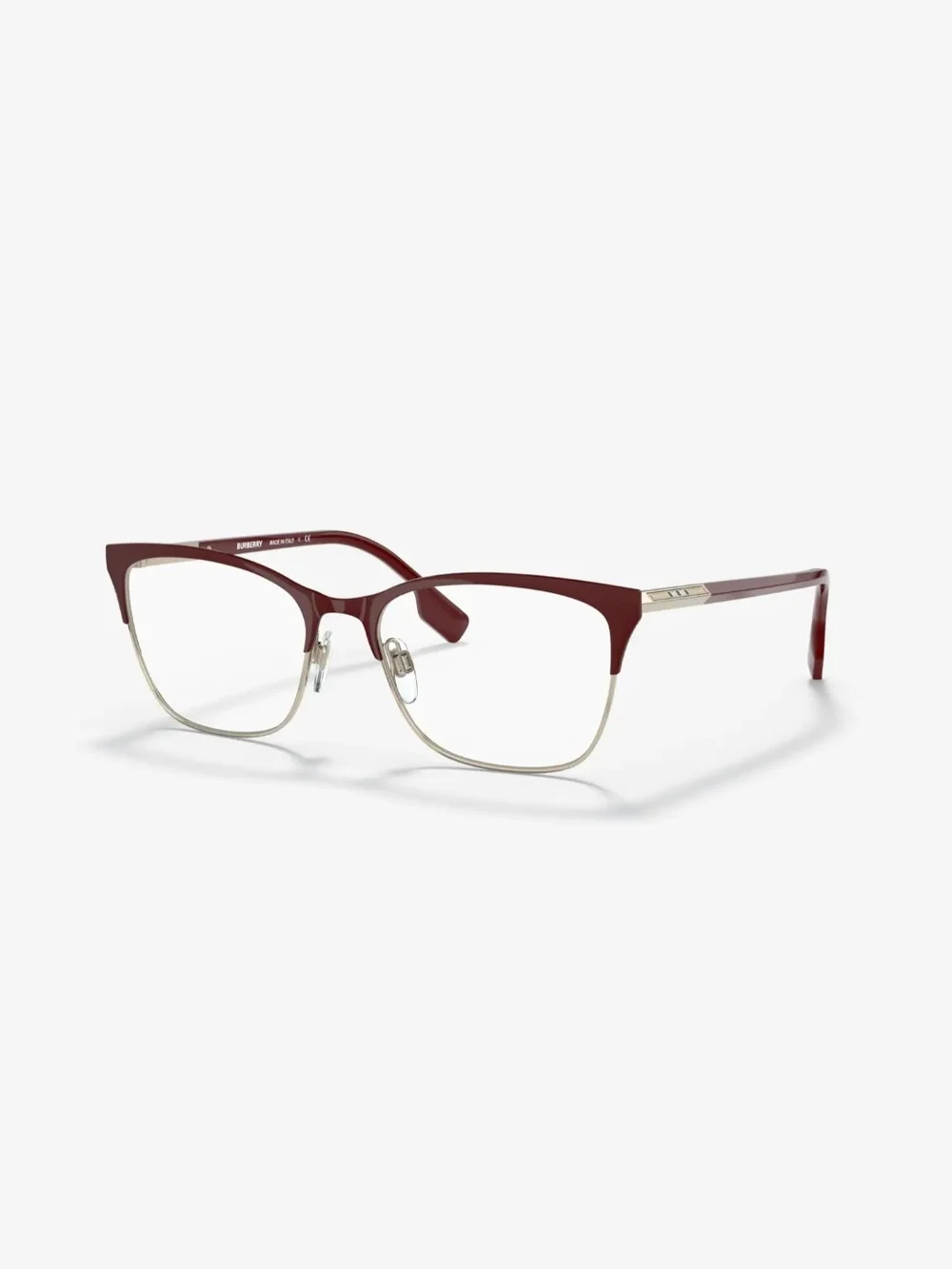 Burberry Alma Cat-Eye Glasses in Bordeaux and Light Gold